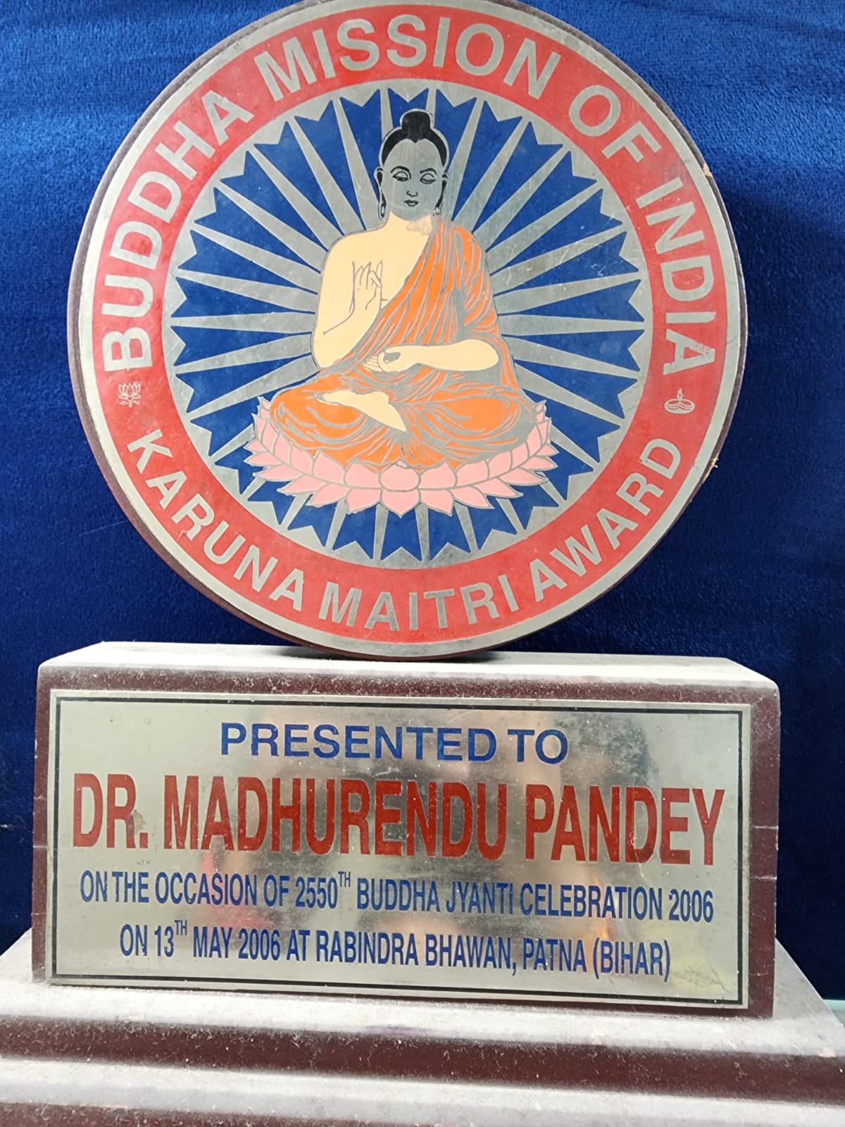 Buddha Mission Of India - Karuna Maitri Award Presented To Dr. Madhurendu Pandey